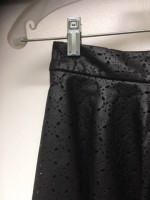 NWT BLACK FAUX LEATHER MINI SKIRT LASER CUT OUTS Sz XS NEW w TAGS