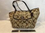 XL COACH F14658 SIGNATURE STRIPE DIAPER BABY BAG TOTE PURSE SHOULDER B
