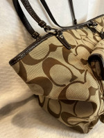 XL COACH F14658 SIGNATURE STRIPE DIAPER BABY BAG TOTE PURSE SHOULDER B