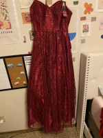 New, red, sparkly, sleeveless prom dress!!