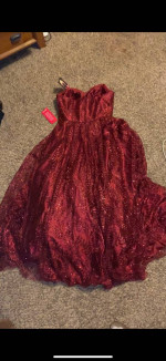 New, red, sparkly, sleeveless prom dress!!