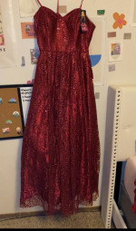 New, red, sparkly, sleeveless prom dress!!