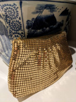 Vintage '80s Gold Mesh Zippered Evening Clutch | Makeup Bag