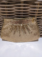 Vintage '80s Gold Mesh Zippered Evening Clutch | Makeup Bag