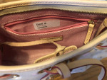 Like New Dooney & Bourke Purse 👜 10 1/2”L Tan /Hearts & All Bright Pink Ins