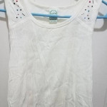 Soft Ribbed White cotton tank top with Rhine Stone design on Shoulder