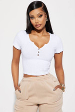 Gina Ribbed Top - White
