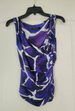 Roberto CAVALLI Stretchy Blue/Purple Animal Print Top - I 40 or Small