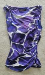 Roberto CAVALLI Stretchy Blue/Purple Animal Print Top - I 40 or Small