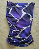 Roberto CAVALLI Stretchy Blue/Purple Animal Print Top - I 40 or Small