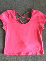 "Barbie" PINK CAP-SLEEVE TOP, SIZE M -