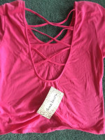 "Barbie" PINK CAP-SLEEVE TOP, SIZE M -