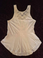 FREE PEOPLE Crochet Lace Scoop Neck White Tank Top 100% Cotton Sz S