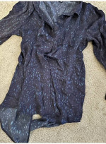 NEW $335 THEORY SILK Designer Blouse Top Shirt L