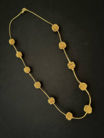 Gold Tone Chain and Ball Necklace 18”