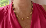 Gold Tone Chain and Ball Necklace 18”