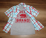 Little Boy SIZE 4 Lucky Brand Graphic Tee and Plaid Button Down Top