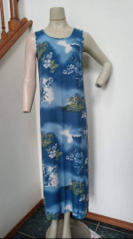 Misses Bust 35" Hawaiian Maxi Dress Tank Top Sundress Slit Hem