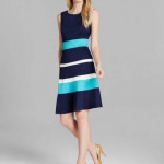 NEW $179 Anne Klein Dress Striped Sea Colorblock Top 8 10 M Swing