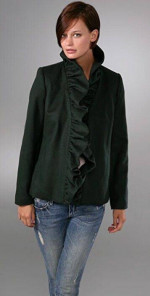 $975 MILLY of NEW YORK Wool Ruffle Coat Jacket GORGEOUS Top 10 M