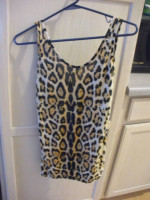 (2) Womens Summer T-Tops Ladies Leopard Tank Top & a Red-ish Tank top