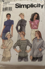 Simplicity Knit Top 6 Styles HOODIE Sewing Pattern 8809 UNCUT Size PP