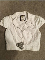 $118 ANTHROPOLOGIE Elevenses Cropped Jacket White 8 M Top Free People