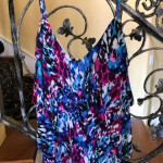 * Cute, colorful Swimsuit - Tankini Top and Black Bottoms * sz L-12/14