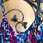 * Cute, colorful Swimsuit - Tankini Top and Black Bottoms * sz L-12/14