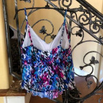 * Cute, colorful Swimsuit - Tankini Top and Black Bottoms * sz L-12/14