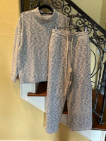 * Nice LOFT Lou & Grey Marled Gray Sweatpants/Top * Cute! Size Large
