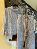* Nice LOFT Lou & Grey Marled Gray Sweatpants/Top * Cute! Size Large
