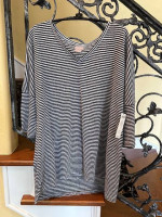 * Navy/White Stripe Knit TOP * Oversized Medium -Chico's - New