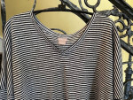 * Navy/White Stripe Knit TOP * Oversized Medium -Chico's - New