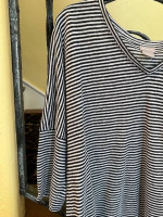 * Navy/White Stripe Knit TOP * Oversized Medium -Chico's - New