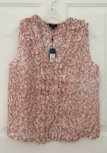 New Talbots 10P  Sleeveless Ruffled Silk Top w/Tags