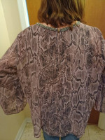 Pink Snake Print Top With Beaded Collar and Cut-Outs-  NEW WITHOUT TAG