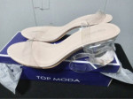 Top Moda Womens Lucite Clear Strappy Block Chunky High Heeled Open Toe