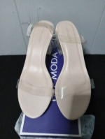 Top Moda Womens Lucite Clear Strappy Block Chunky High Heeled Open Toe