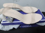 Top Moda Womens Lucite Clear Strappy Block Chunky High Heeled Open Toe