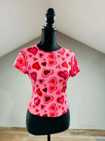 New Medium Pink Hearts Crop Top