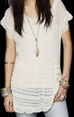 NEW XS Free People SHEER 'Passage to India' Embroidered Lace Tunic Top
