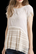NEW XS Free People SHEER 'Passage to India' Embroidered Lace Tunic Top