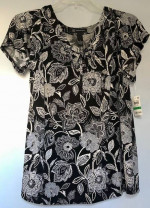 NEW!!! INC International Concepts Black Floral Top Large