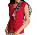Cabi Size Small Top #5560 Red Blaze Tee Solid Cap Sleeve
