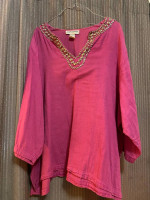 Fuchsia Cathy Daniels 3x top with silver bling accents