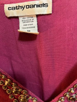 Fuchsia Cathy Daniels 3x top with silver bling accents