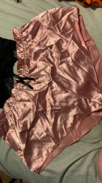 Sexy silk shorts wth lace top