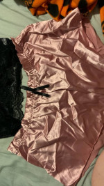 Sexy silk shorts wth lace top