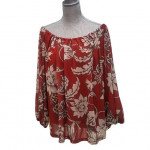 G by Giuliana On/Off Shoulder Rust , Taupe , Beige Mesh Knit Top **EUC